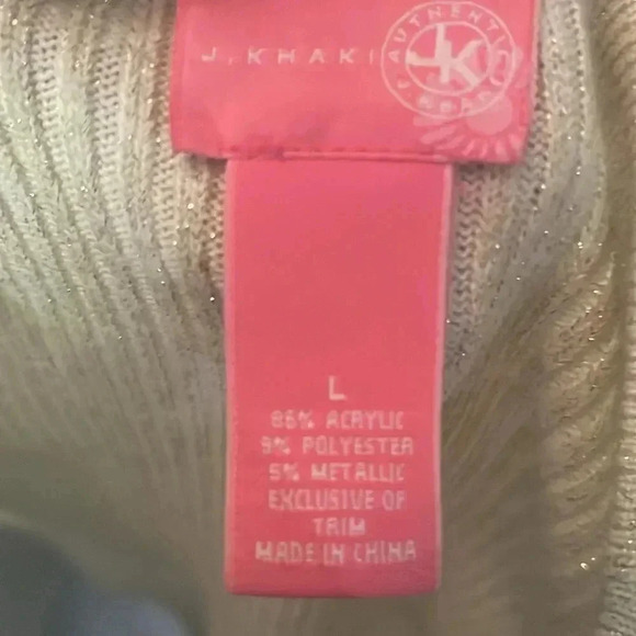 J. Khaki off white with gold flecks sweater women’s size large - Picture 3 of 3